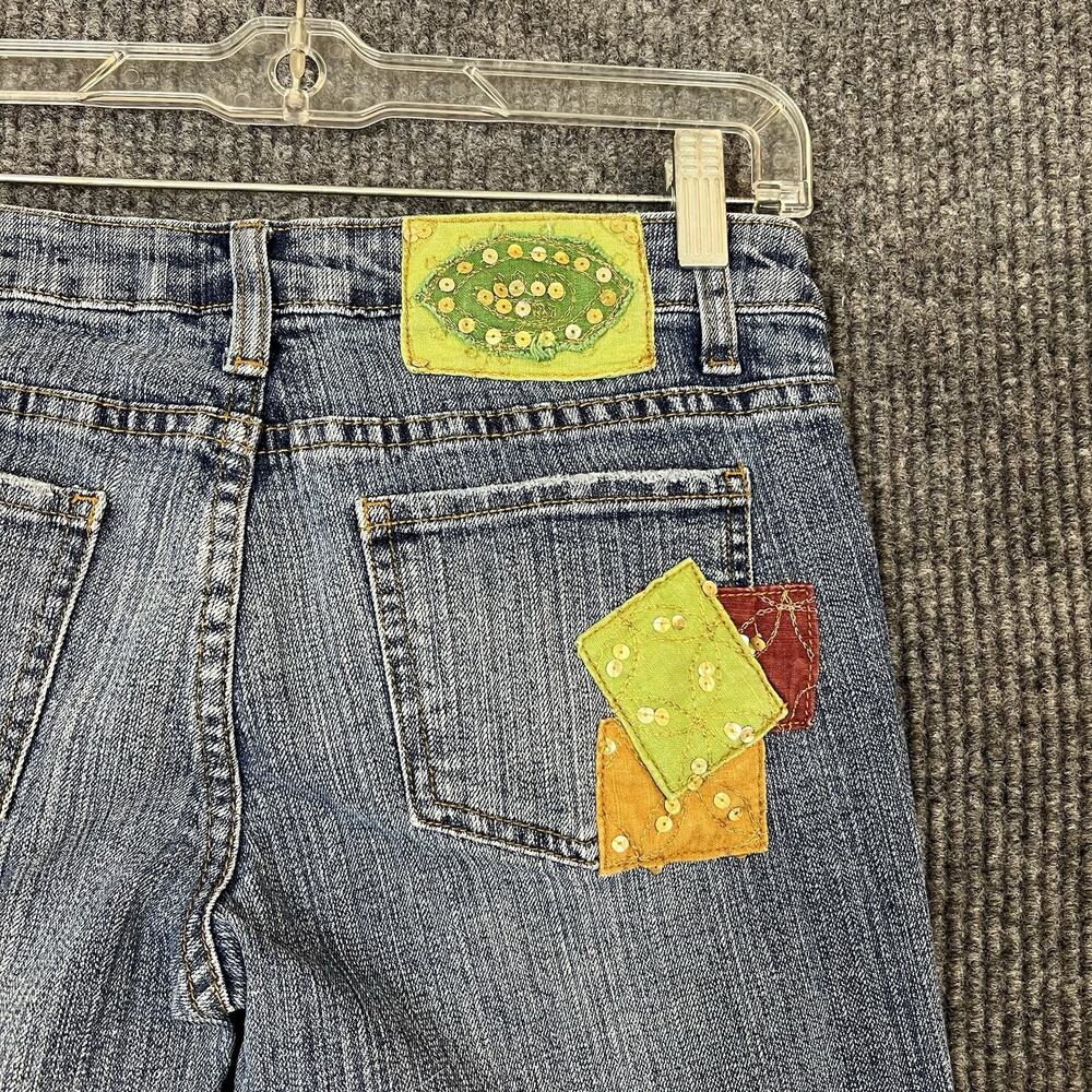 Rare Y2K Clash Patchwork Boot Cut Jeans Size 3 Festival 90's Boho Hippie Artsy - Picture 10 of 15